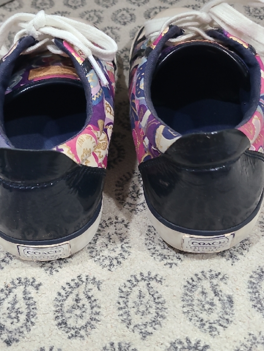 Coach Pink and Purple Patterned Lace-Up Sneakers - Picture 4 of 8